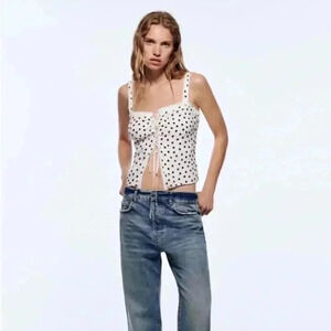 NWOT ZARA CONTEMPORARY POLKA DOR  BLOUSE XS